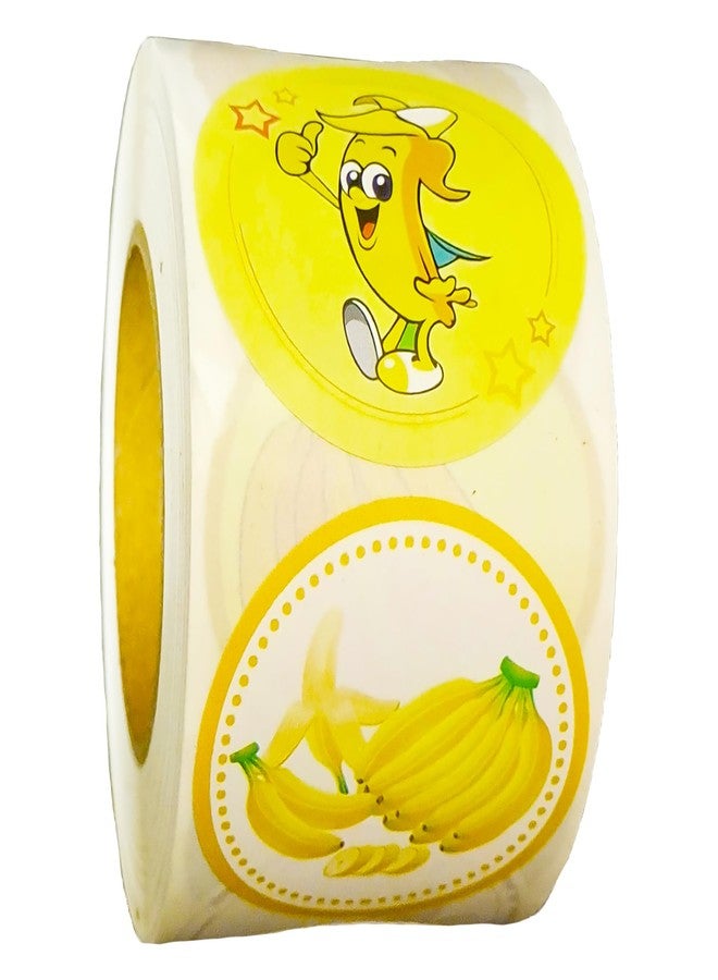 ATSMOICY 500 Pieces Cute Banana Labels Roll Stickers - Fruit Party Themed Baby Shower Birthday Party Supplies Decorations Favors Dessert Chocolate Candy School Prizes Stickers - Image 1